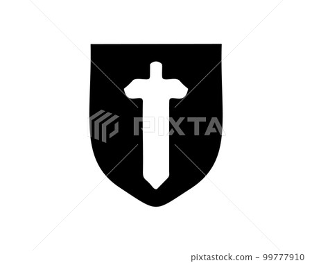 sword and shield logo silhouette. isolated white background. Best for badge, emblem, icon, design sticker, military logo industry. available in eps 10. sword and shield logo silhouette. isolated white background. Best for badge, emblem, icon, design sticker, military logo industry. available in eps 10. 99777910