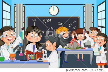 Student doing science experiment in laboratory Student doing science experiment in laboratory 99777955