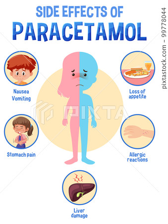 Human anatomy diagram cartoon style of paracetamol side effects Human anatomy diagram cartoon style of paracetamol side effects 99778044