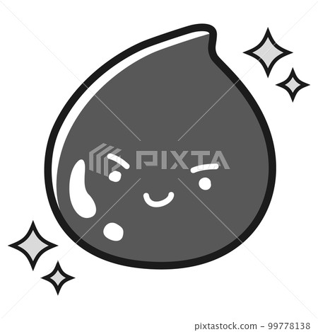 Illustration of beautiful black drops (beauty, medicine, cream, etc.) character (black and white) 99778138