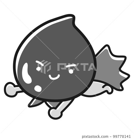 Illustration of black drops (beauty, medicine, cream, etc.) hero character (black and white) Illustration of black drops (beauty, medicine, cream, etc.) hero character (black and white) 99778141