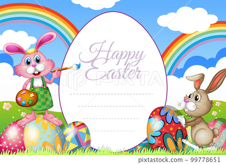 Cute Happy Easter Day Postcard Template 99778651