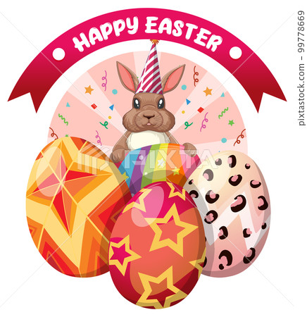 Happy Easter Day with Bunny and Colorful Eggs 99778669