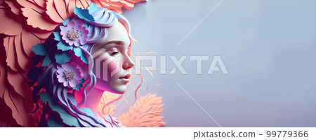 illustration of women face surrounded by leaves for women's day celebration greeting card illustration of women face surrounded by leaves for women's day celebration greeting card 99779366