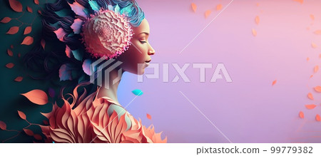 illustration of women from the side surrounded by leaves for women's day celebration greeting card illustration of women from the side surrounded by leaves for women's day celebration greeting card 99779382