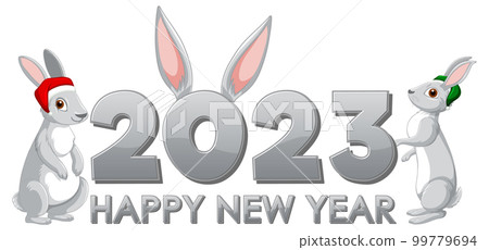 Happy New Year 2023 text for banner design Happy New Year 2023 text for banner design 99779694