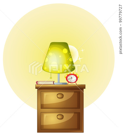 Cute lamp on cabinet isolated 99779727