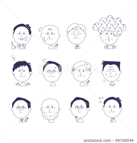 Senior man upper body illustration set 99780046