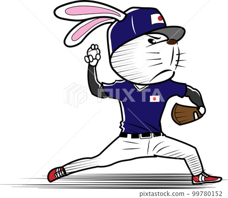 Rabbit baseball player pitching Rabbit baseball player pitching 99780152