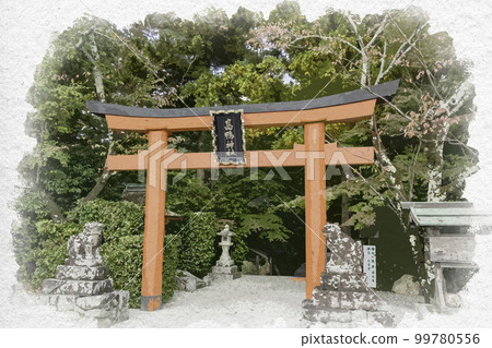水彩風格的高鴨神社鳥居,奈良縣五生市 水彩風格的高鴨神社鳥居,奈良縣五生市 99780556