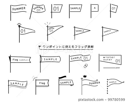Flag materials, frames, headlines, treats, decorations, marks, icons that can be used at one point Flag materials, frames, headlines, treats, decorations, marks, icons that can be used at one point 99780599