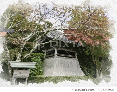 Watercolor-style Takakamo Shrine Hanging Bell Hall, Gose City, Nara Prefecture Watercolor-style Takakamo Shrine Hanging Bell Hall, Gose City, Nara Prefecture 99780600