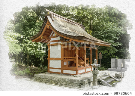 Watercolor-style Takakamo Shrine, Togu Shrine, Gose City, Nara Prefecture 99780604