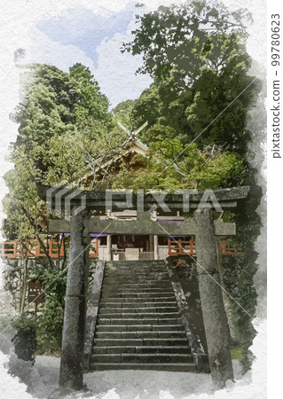 Watercolor-style Takakamo Shrine Worship Hall, Gose City, Nara Prefecture Watercolor-style Takakamo Shrine Worship Hall, Gose City, Nara Prefecture 99780623