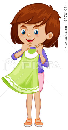 Cute girl trying on a dress 99781034