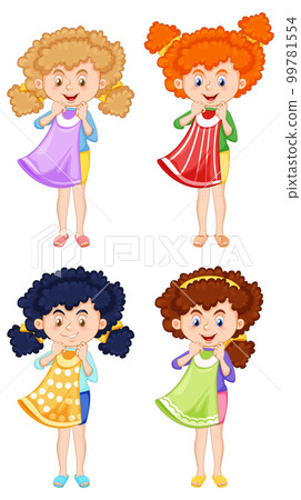 Cute girl trying on a dress Cute girl trying on a dress 99781554