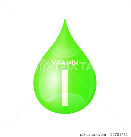 Drip vitamin I green icon 3D isolated on a white background. Drop minerals and vitamins complex realistic. Used for nutrition products food. Medical scientific concepts. Vector EPS10 illustration. Drip vitamin I green icon 3D isolated on a white background. Drop minerals and vitamins complex realistic. Used for nutrition products food. Medical scientific concepts. Vector EPS10 illustration. 99781781