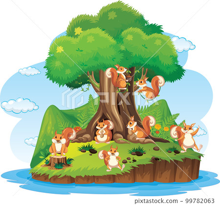Many squirrels on the island Many squirrels on the island 99782063