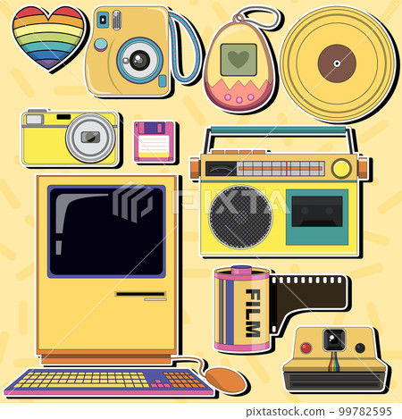 Retro objects and elements set 99782595