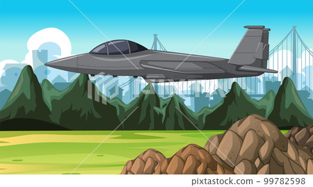 Military aircraft with outdoor scene background 99782598
