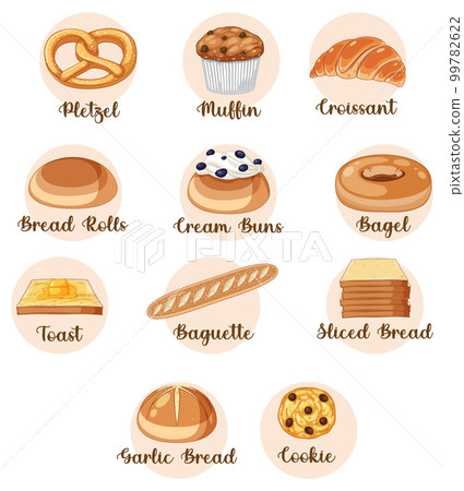 Different types of bread with name 99782622