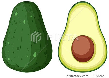 Whole of avocado and half of avocado 99782649