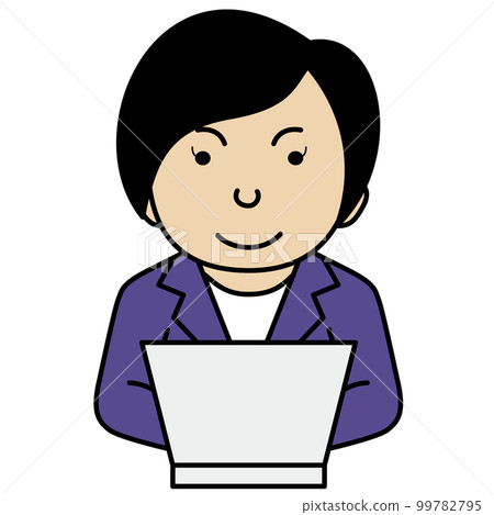 Smiling businessman in front of a personal computer-woman-color Smiling businessman in front of a personal computer-woman-color 99782795