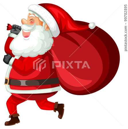 Santa Claus holding Christmas gift bag 99782895