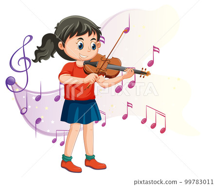 A girl playing violin cartoon A girl playing violin cartoon 99783011