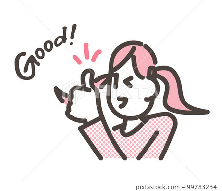 一個可愛的孩子（女孩）微笑著擺出漂亮的姿勢，就像【人物矢量圖素材】 99783234