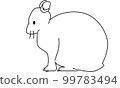 Sideways line drawing of the Amami rabbit on the world natural heritage island 99783494