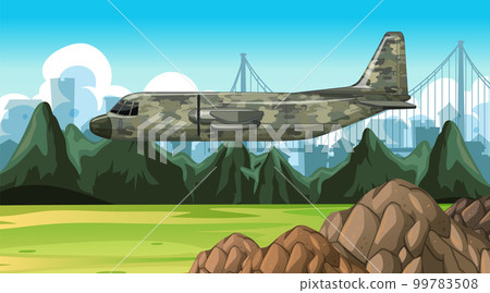 Military aircraft with outdoor scene background 99783508