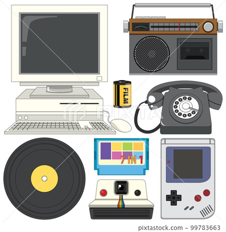 Retro device objects and elements set Retro device objects and elements set 99783663