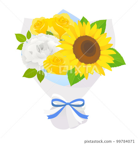 向日葵、玫瑰和康乃馨花束_父親節形象 99784071