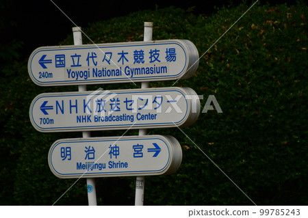 Sign Yoyogi National Stadium NHK Broadcasting Center Meiji Shrine Sign Yoyogi National Stadium NHK Broadcasting Center Meiji Shrine 99785243