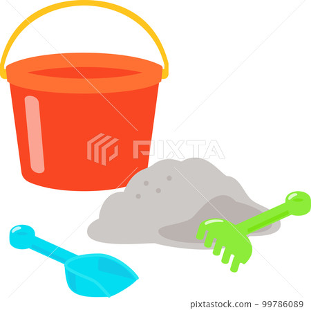 Toy bucket, shovel and sand 99786089
