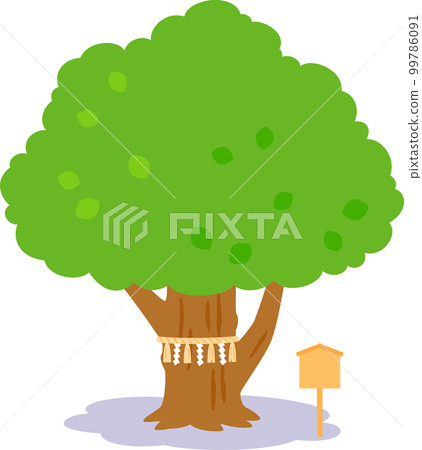 Tree wrapped with shimenawa, sacred tree 99786091