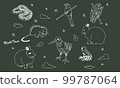 World Natural Heritage Island Night Tour Blackboard Art Style 99787064