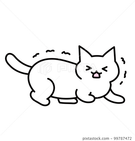 Illustration of a shivering white cat Illustration of a shivering white cat 99787472