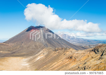 Mount Ngauruhoe or Mt.Doom the iconic famous volcano in Tongariro national park, view from the summit of Mt.Tongariro, New Zealand. 99787865