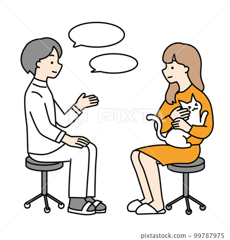 Animal hospital teacher, cat and owner 99787975