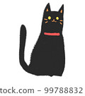 Crayon-style black cat illustration 99788832