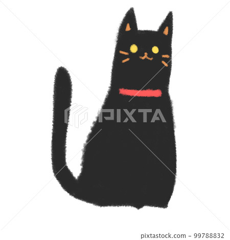 Crayon-style black cat illustration 99788832