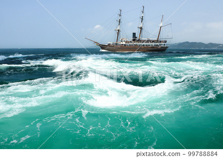Whirlpools of Naruto Strait and Sightseeing Boat, Naruto City, Tokushima Prefecture 99788884