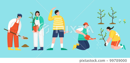 Teenagers planting elements set 99789000