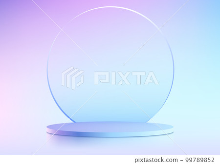 3D realistic blue and pink gradient empty podium platform product display 99789852