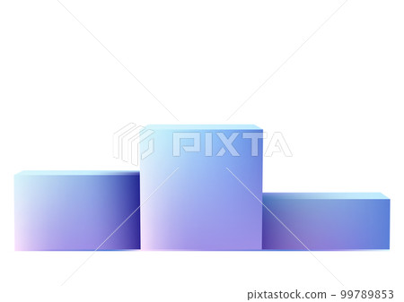 Winners podium 3D realistic blue and pink gradient empty isolated on white background 99789853