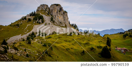Popular mountain in the Swiss Alps called Schynige Platte in Switzerland 99790539