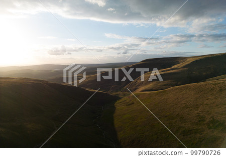 Beautiful Peak District National Park - aerial view at sunset 99790726