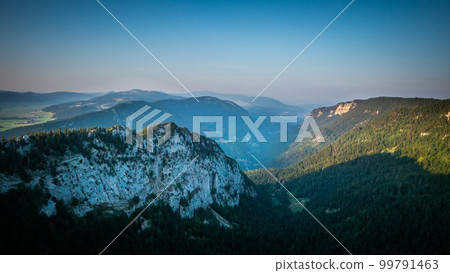 The mountains of the Creux Du Van region in the Swiss Alps The mountains of the Creux Du Van region in the Swiss Alps 99791463